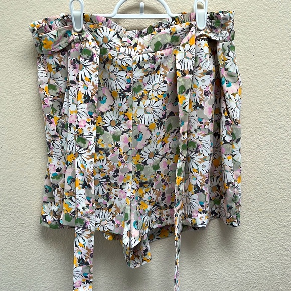 LC Lauren Conrad Belted Paper Bag Flowy Floral Tie Shorts, Size XL Elastic Waist - Picture 5 of 8